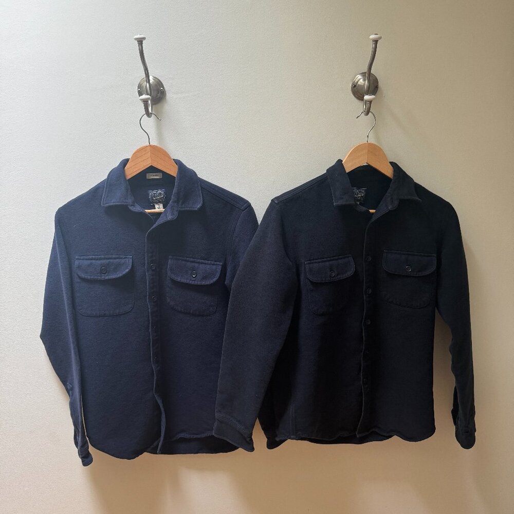 Two Small J.Crew Heavyweight Cotton Chamois Overshirts / Flannel Button Downs